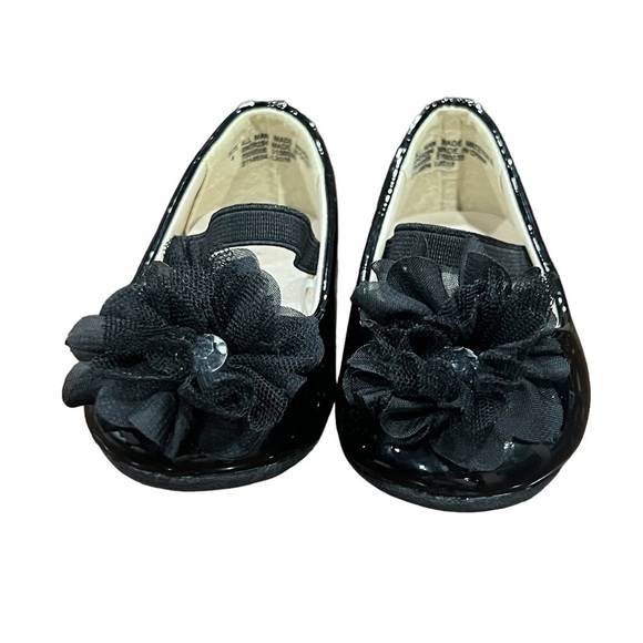 Children’s Place Black Patent Bow Ballet Flats Size 4 Baby Girl - Picture 3 of 9